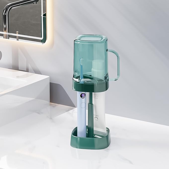 Toothbrush Holder with Cover/Cup, Bathroom Counter Organizer - Image 2