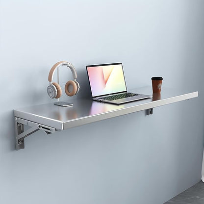 Wall Mounted Folding Table, 304 Stainless Steel Wall Folding Desk, Floating - Image 6