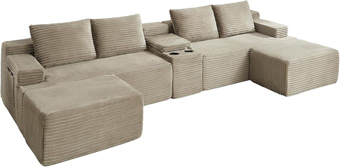 GNIXUU 140.6" Oversized U Shaped Boneless Sectional Couches - Image 9