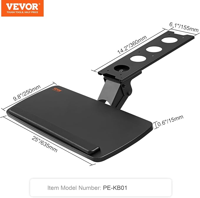 VEVOR Under-Desk Keyboard Tray, Adjustable - Image 7