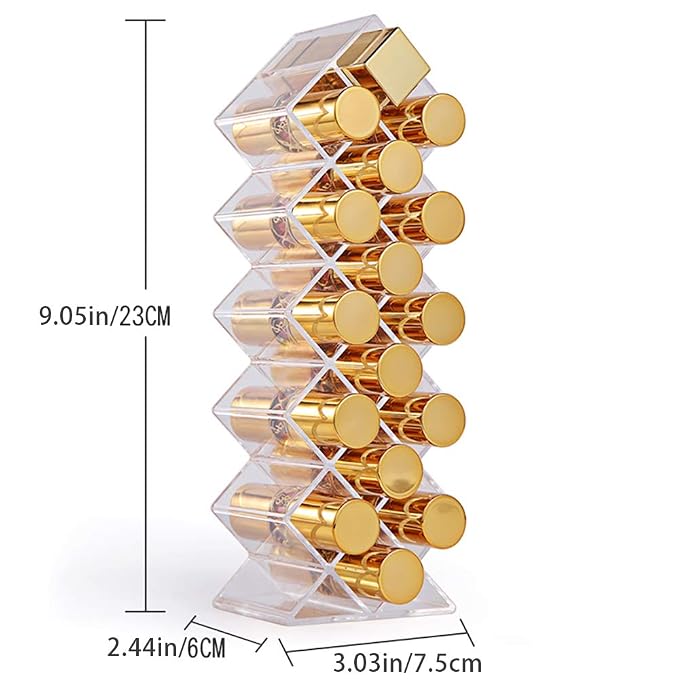 Lipstick Holder Organizer 16 Spaces Acrylic Stackable Fish Shape Lipstick Tower - Image 2