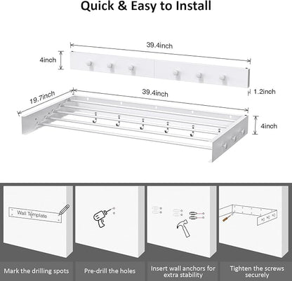 Drying Rack Clothing, Clothes Drying Rack Wall Mounted, Laundry Drying Rack - Image 2