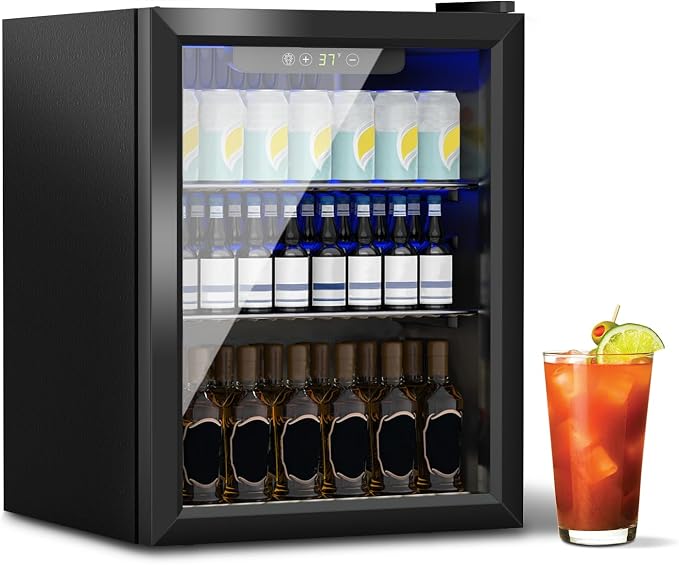 1.6 Cu.Ft Mini Fridge for 70 Cans, Small Beverage Refrigerator by Stopsad