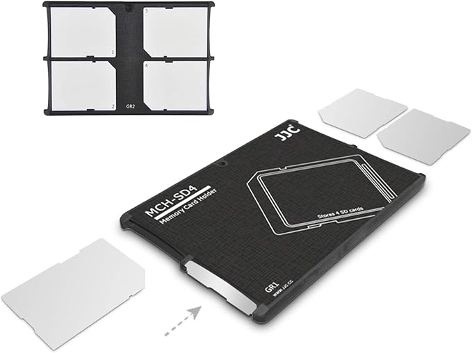4-Slot SD Card Holder Case, Slim Ultra-Thin SDHC SDXC Memory Card Organizer by JJC