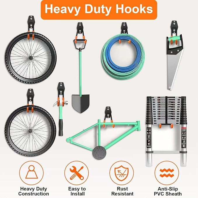 Garage Hooks Pack of 12, Garage Storage System Hooks - Image 7