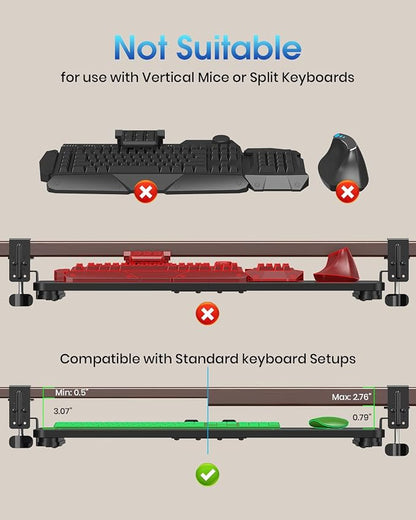 Small Keyboard Tray Under Desk, Pull Out Keyboard & Mouse Tray - Image 5