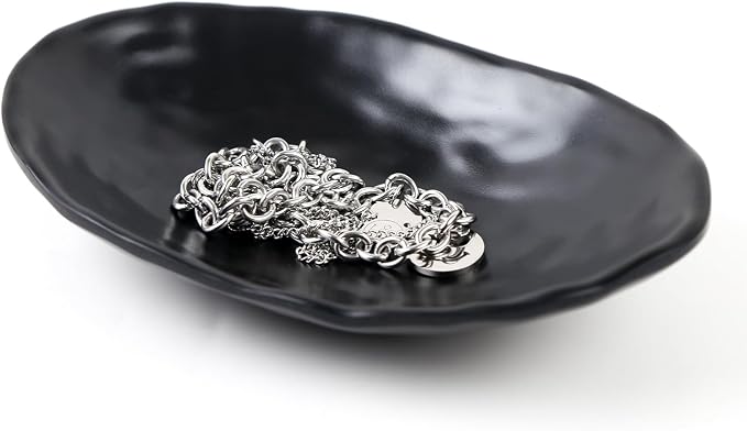 Black Dish Tray Trinket Ring Holder Bowl Key Bowl 7.60 Inch Oval | - Image 4