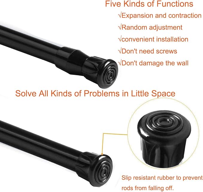 2 Pack Small Tension Rods 7 in to 11 Curtain Rods Window Rods in Extendable - Image 3