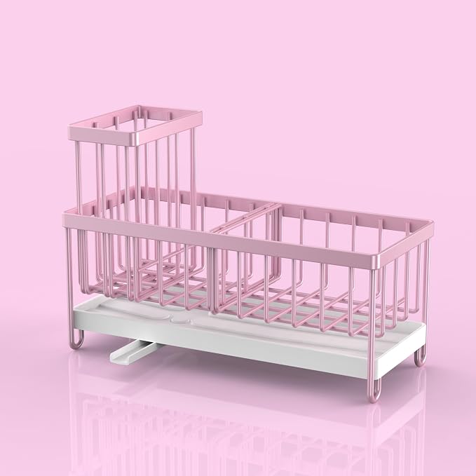 Cisily Pink Sponge Holder for Kitchen Sink, Sink Caddy Organizer - Image 7