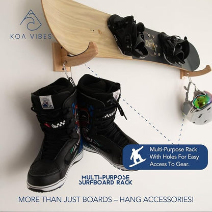 Wood Surfboard Wall Mount and Snowboard Mount - Image 2