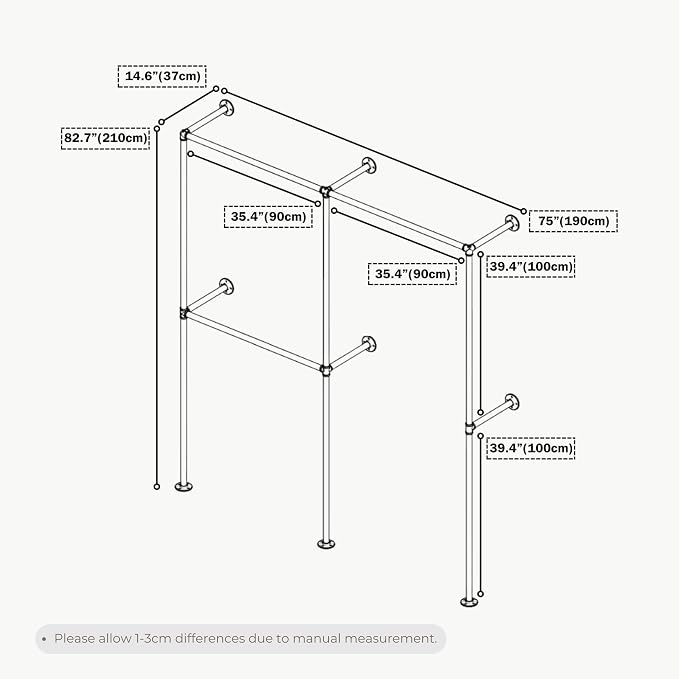 Industrial Pipe Clothing Rack, Heavy Duty Wall Mounted Clothes Rack, Retail - Image 7