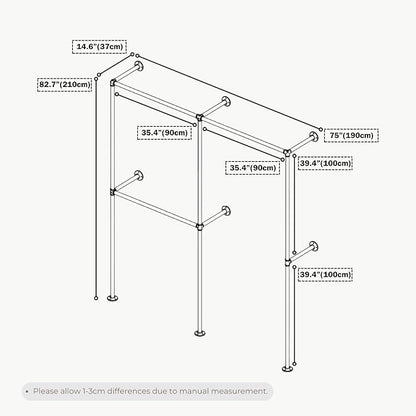 Industrial Pipe Clothing Rack, Heavy Duty Wall Mounted Clothes Rack, Retail - Image 7