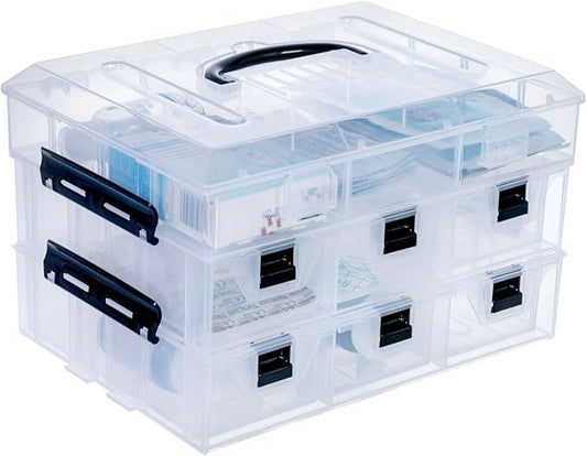 MyGift 11 Inch Clear Plastic Storage Box Container, Arts and Crafts Sewing by MyGiftHome