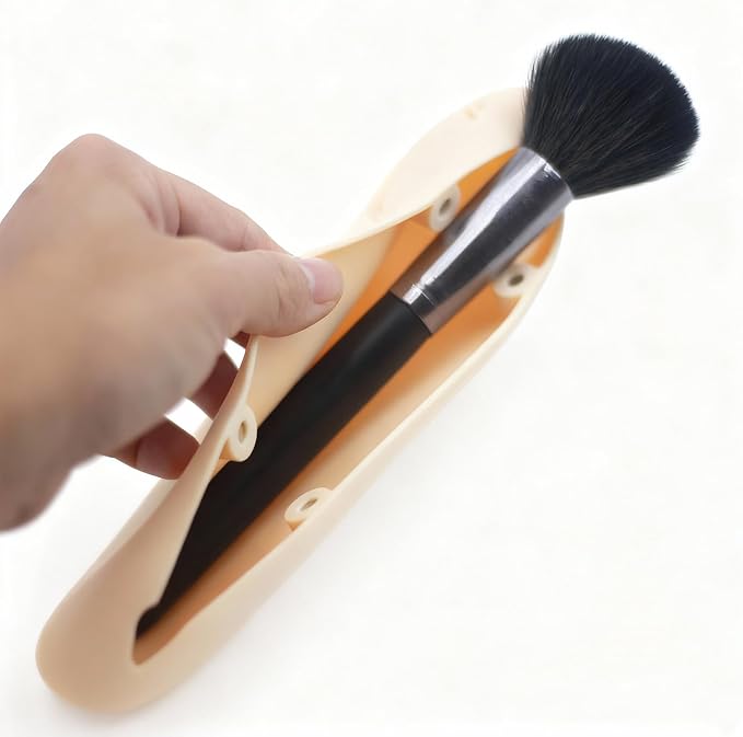 Magnetic Silicone Makeup Brush Holder – Portable Cosmetic Brush Organizer Case - Image 4