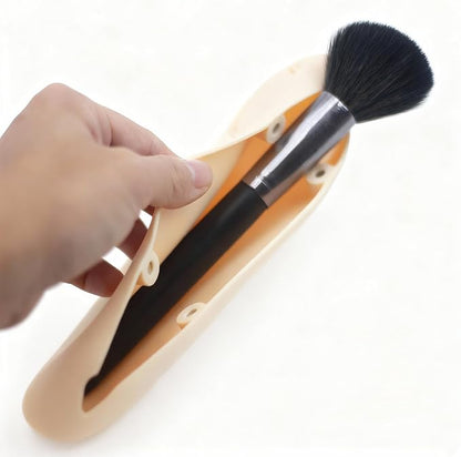 Magnetic Silicone Makeup Brush Holder – Portable Cosmetic Brush Organizer Case - Image 4