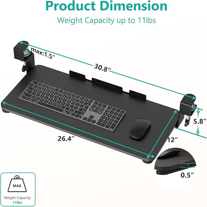 WALI Keyboard Tray Under Desk, Pull-Out Keyboard & Mouse Tray - Image 2