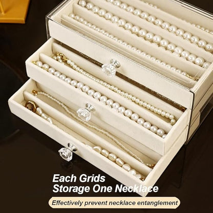 SPAKOWN Necklace Organizer Box, Velvet Necklace Box Holder Tray - Image 6
