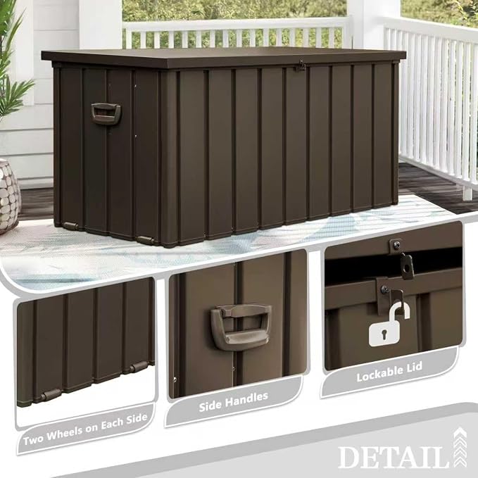 Domi 150 Gallon Metal Deck Box Waterproof, Outdoor Storage Box - Image 7