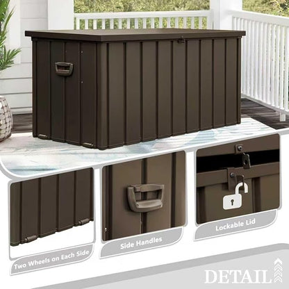 Domi 150 Gallon Metal Deck Box Waterproof, Outdoor Storage Box - Image 7
