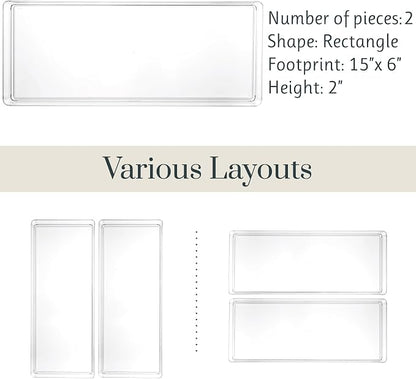 STORi SimpleSort 2-Piece Stackable Clear Drawer Organizer Set | 15" x 6" x 2" - Image 5