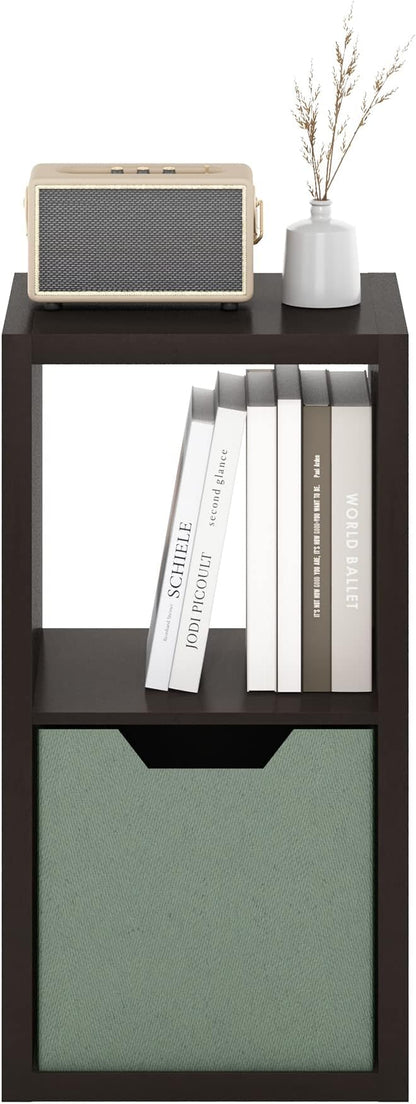 Furinno CUBICLE 2-Cube Book Shelf, Extra Thick Frame Bookshelf, Dark Oak | - Image 7