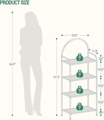 Hzuaneri Bookcase Bookshelf, Tempered Glass Bookshelves | Slim Shelving Unit - Image 2