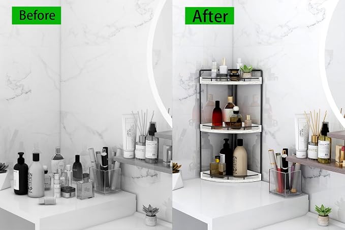 Dorhors Corner Bathroom Organizer Countertop, Vanity Counter Storage Shelf | 3 - Image 7