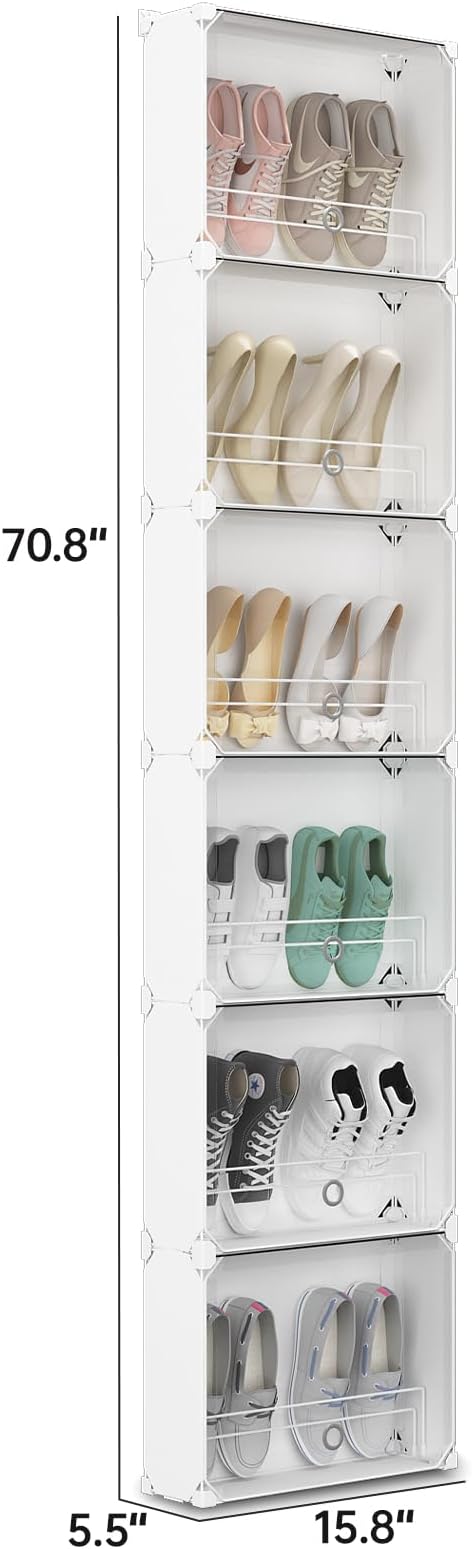 MAGINELS 6-Tier Slim Shoe Storage, Narrow Shoes Rack, Hidden Closet Organizer - Image 2