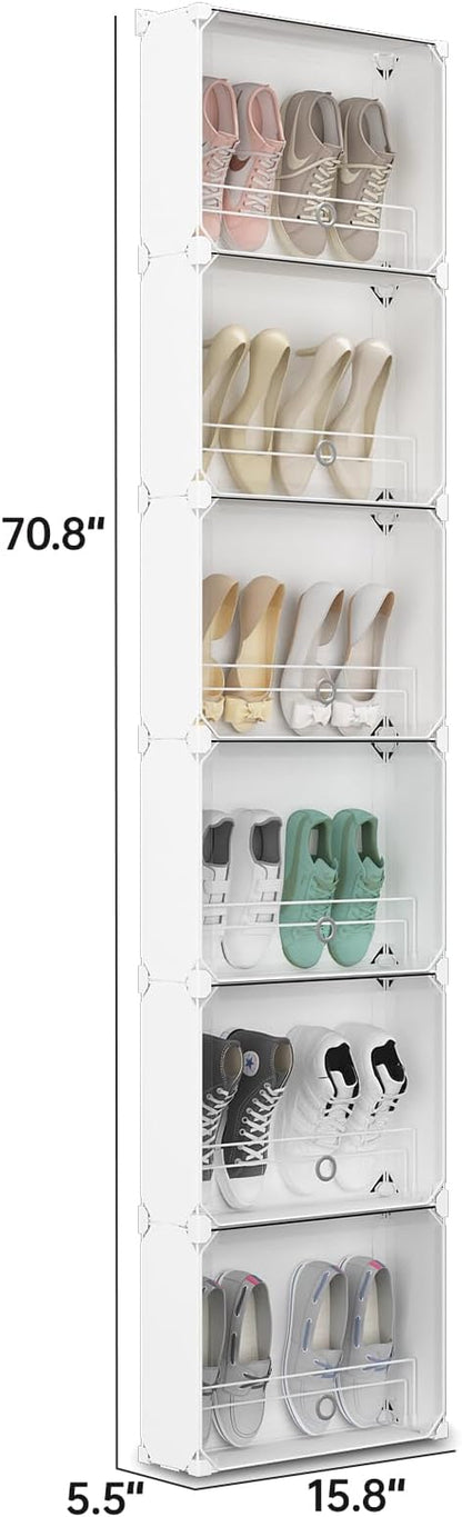 MAGINELS 6-Tier Slim Shoe Storage, Narrow Shoes Rack, Hidden Closet Organizer - Image 2