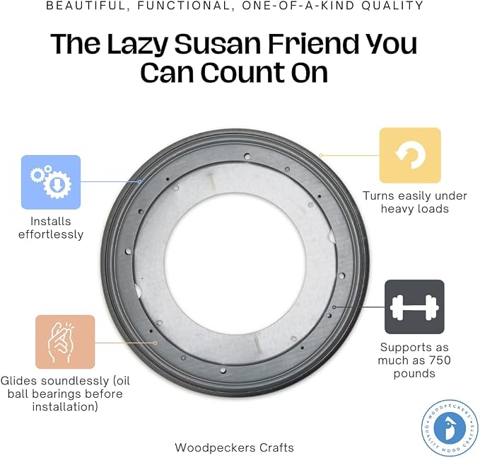 Lazy Susan Hardware, 9 inch, 750 lbs. Load Capacity, by Woodpeckers - Image 4