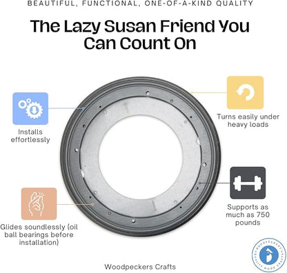 Lazy Susan Hardware, 9 inch, 750 lbs. Load Capacity, by Woodpeckers - Image 4