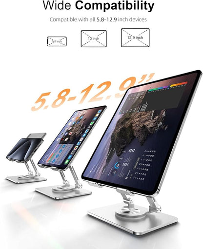 Tablet Stand Holder with Thickened 360°Rotating Base Dual Rod Adjustable - Image 7