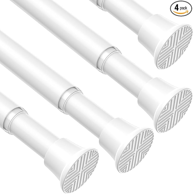 AIZESI Tension Rod 18-36 inch，4Pcs White Adjustable Tension Curtain Rod No by AIZESITENSIONROD