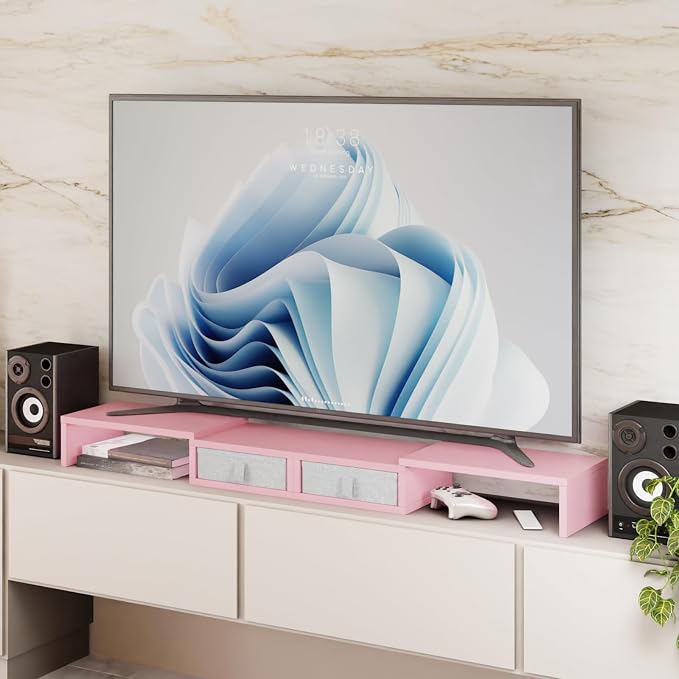 TEAMIX Pink Dual Monitor Stand Riser - Image 7