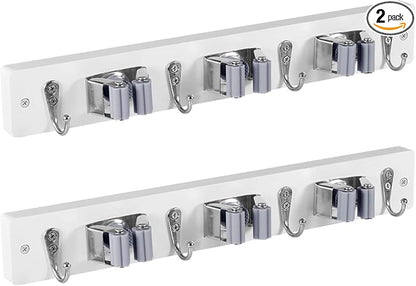 OUTNILI 2 Pack White Mop Broom Holder Wall Mount by OUTNILI