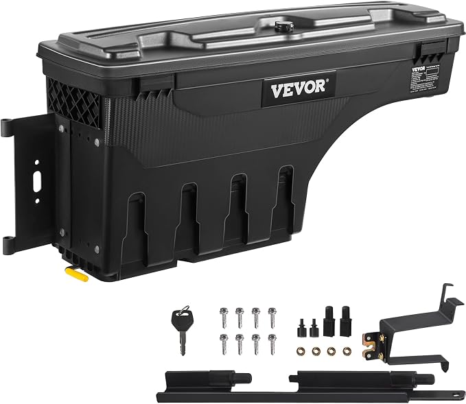 VEVOR Truck Bed Storage Box, Lockable Lid, Waterproof ABS Wheel Well Tool Box by VEVOR