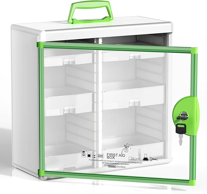 Lockable Medicine Cabinet with 6 Removable Trays, Wall Mounted & Portable by Glosen