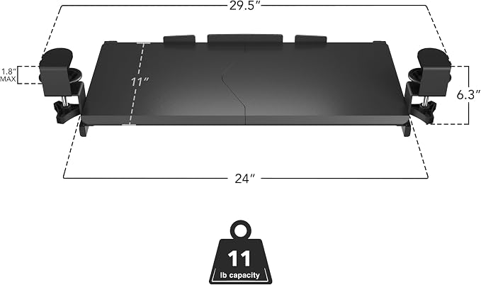 Mount-It! 24” Clamp-On Under Desk Keyboard Tray, Slide-Out Keyboard Drawer - Image 3