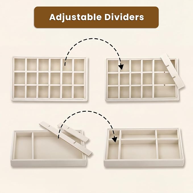 Elsjoy 8 Pack Velvet Jewelry Trays, Stackable Jewelry Organizer Trays - Image 3