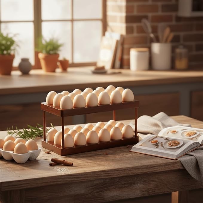YOUEON Acacia Wooden Egg Holder - Image 9