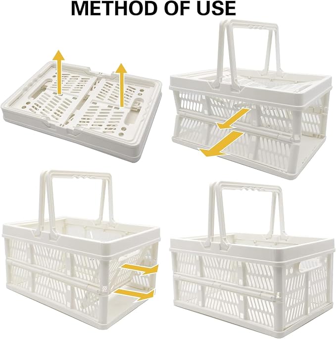 ZHJINGYU Plastic Basket Storage Crates, Collapsible Shopping Basket, Foldable - Image 8