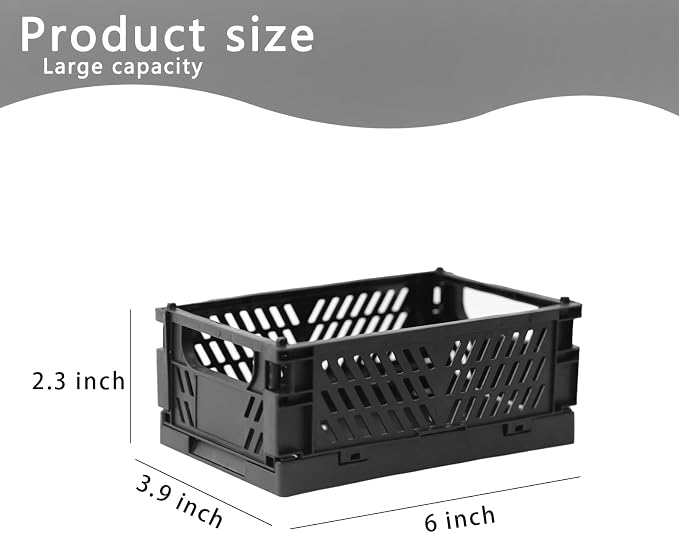 Tixill 2-Pack Mini Foldable Plastic Storage Box Mini Plastic Baskets - Image 2