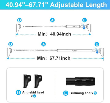 Black Closet Rods For Hanging Clothes, 41-67 In heavy duty tension rod | - Image 3