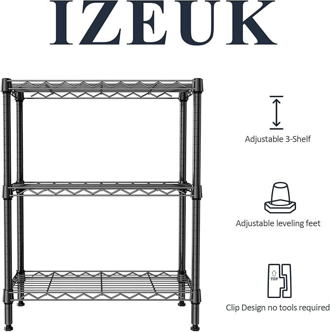 3 Tier Wire Shelving Unit, Small Metal Wire Shelf - Image 5