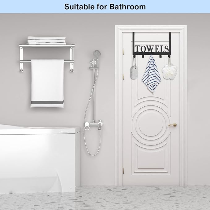 Azmoncy Over The Door Hooks, Towel Rack - Image 6