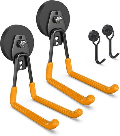 3-H Heavy Duty Magnet Garage Hooks 2 Pack, Extra Large Strong Magnetic Hooks by 3-H