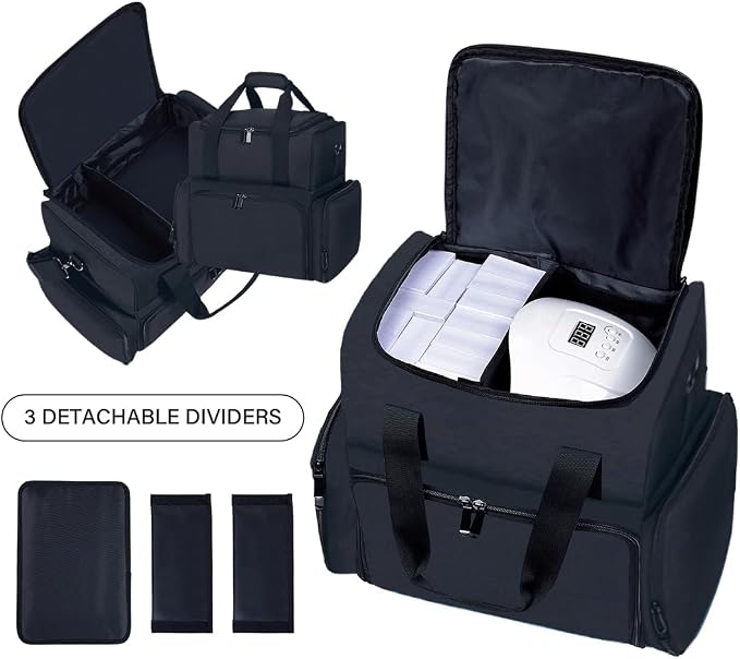 Large Makeup Cosmetic Bag with 3 Removable Case and 2 Removable Dividers Double - Image 4