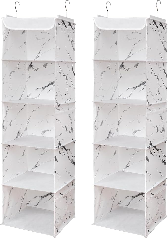 BrilliantJo 5 Shelves Hanging Closet Organizer, 2 Pack Hanging Storage by BrilliantJo