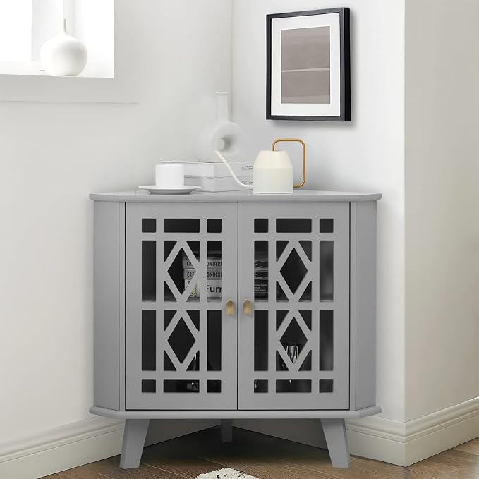 Scurrty 32'' Corner Shelf Stand, Small Corner Table Sideboard Cabinet - Image 3