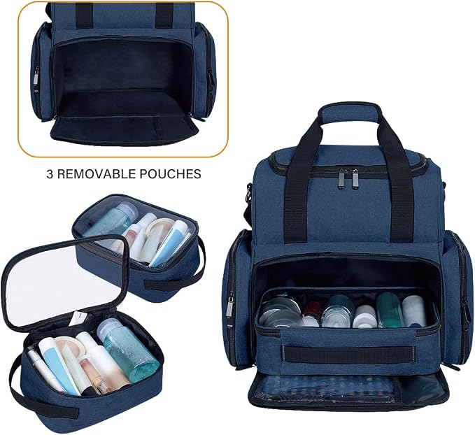 Large Makeup Cosmetic Bag with 3 Removable Case and 2 Removable Dividers Double - Image 5